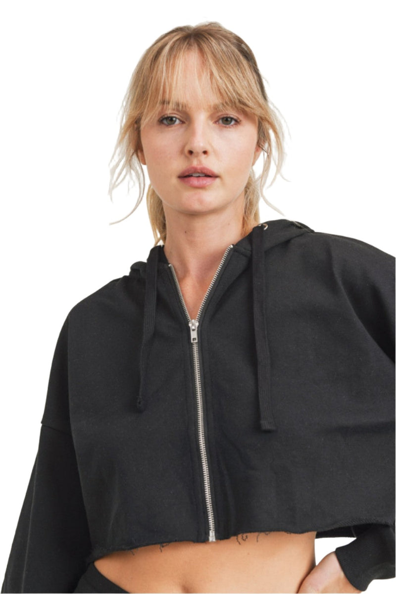 Mono B French Terry Cropped Zip Up Hoodie 9755, 48% OFF