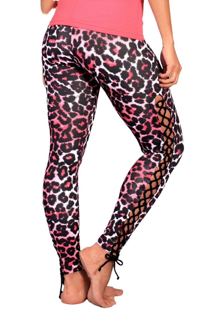 Equilibrium Activewear Lace up Legging L763 Pink Panther - rear view