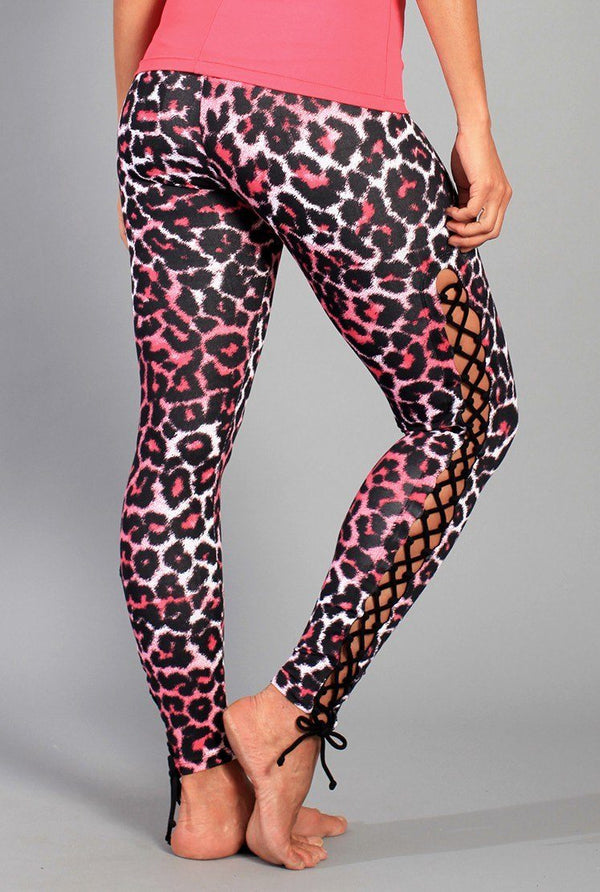Equilibrium Activewear Lace up Legging L763 Pink Panther - rear view