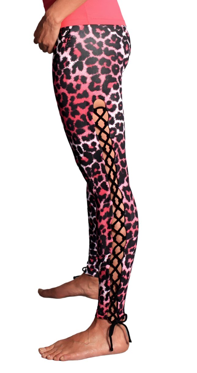 Equilibrium Activewear Lace up Legging L763 Pink Panther - side view