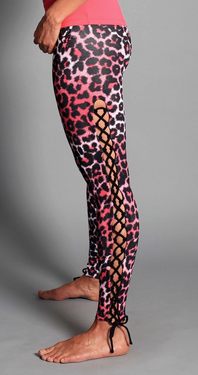 Equilibrium Activewear Lace up Legging L763 Pink Panther - side view