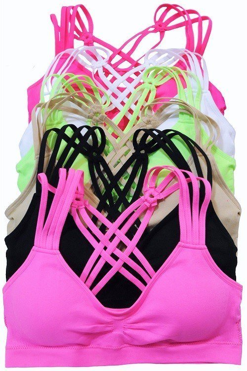 multi strap seamless bra tops