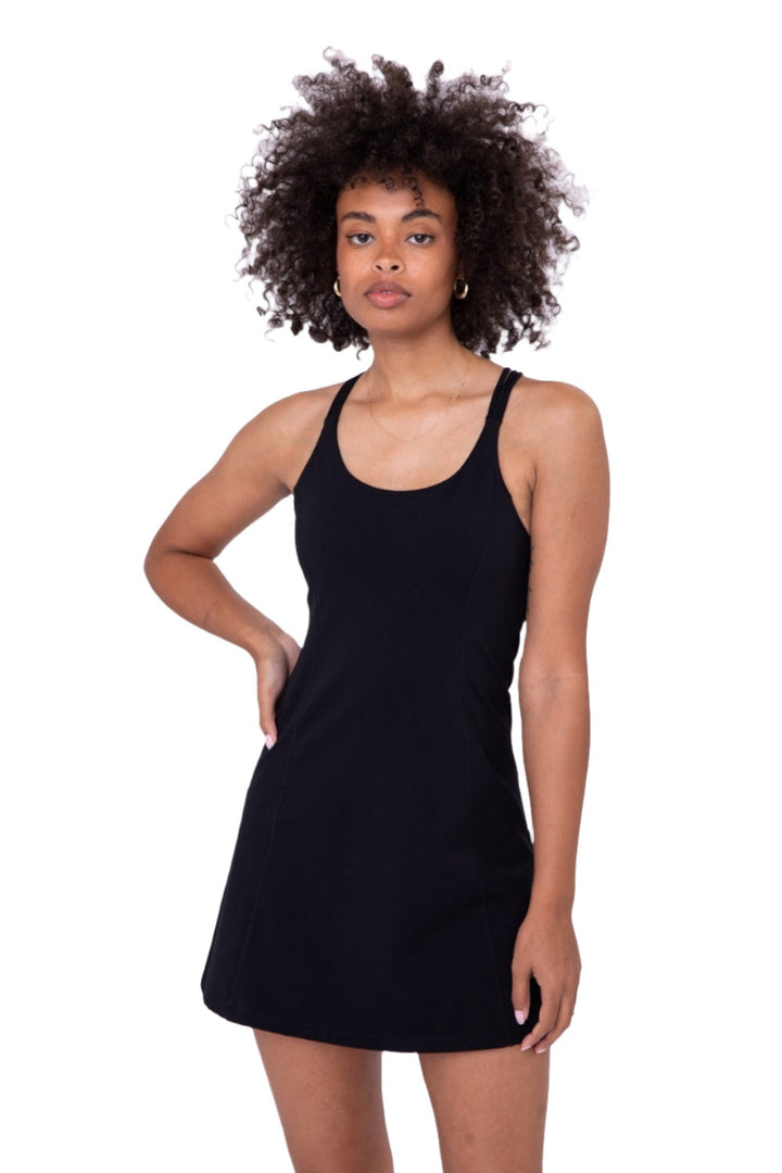 Mono B. Macrame Active Dress AD-B0441 - Black - Front View