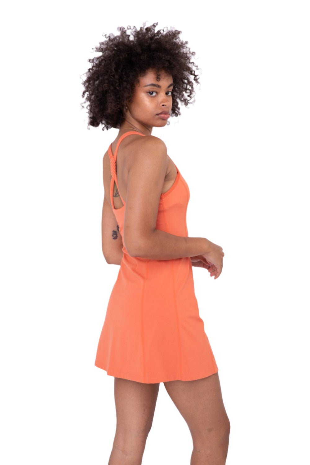 Mono B. Macrame Active Dress AD-B0441 - Orange - Side View