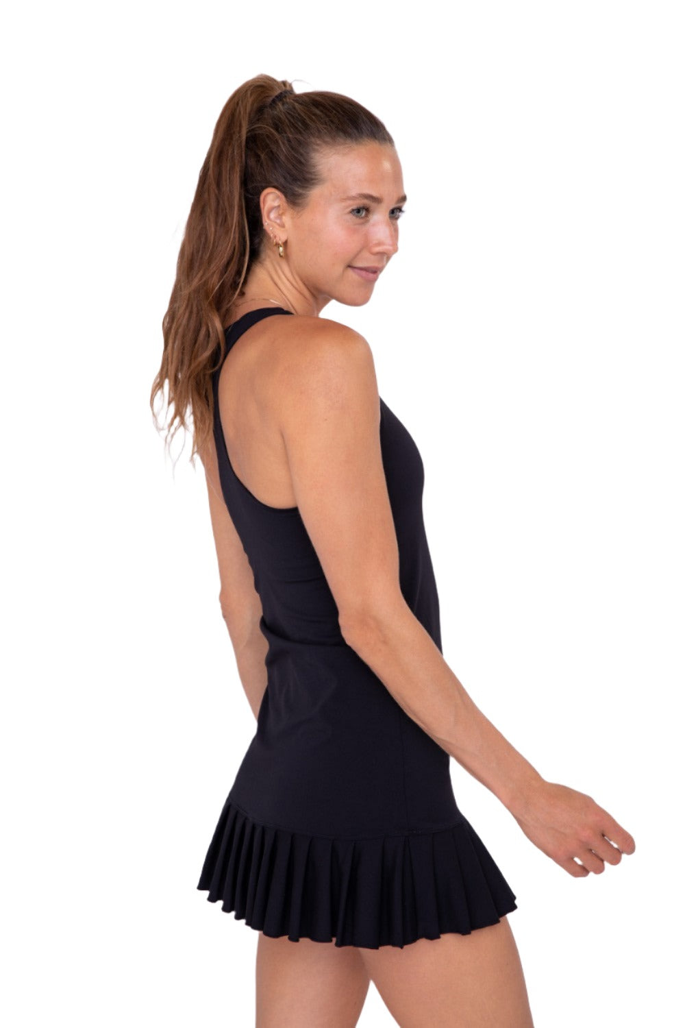 Mono B. Pleated Mini Dress AD-B0442 - Black - Side View