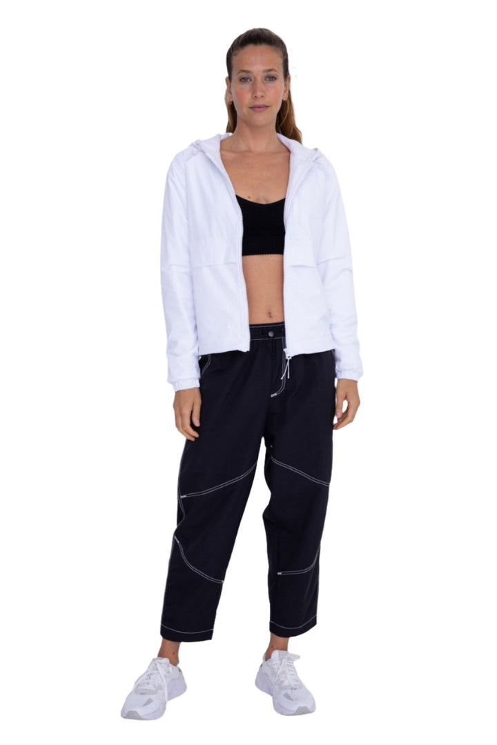 Mono B Oversized Nylon Pants AP7133 - Black - Front Full View