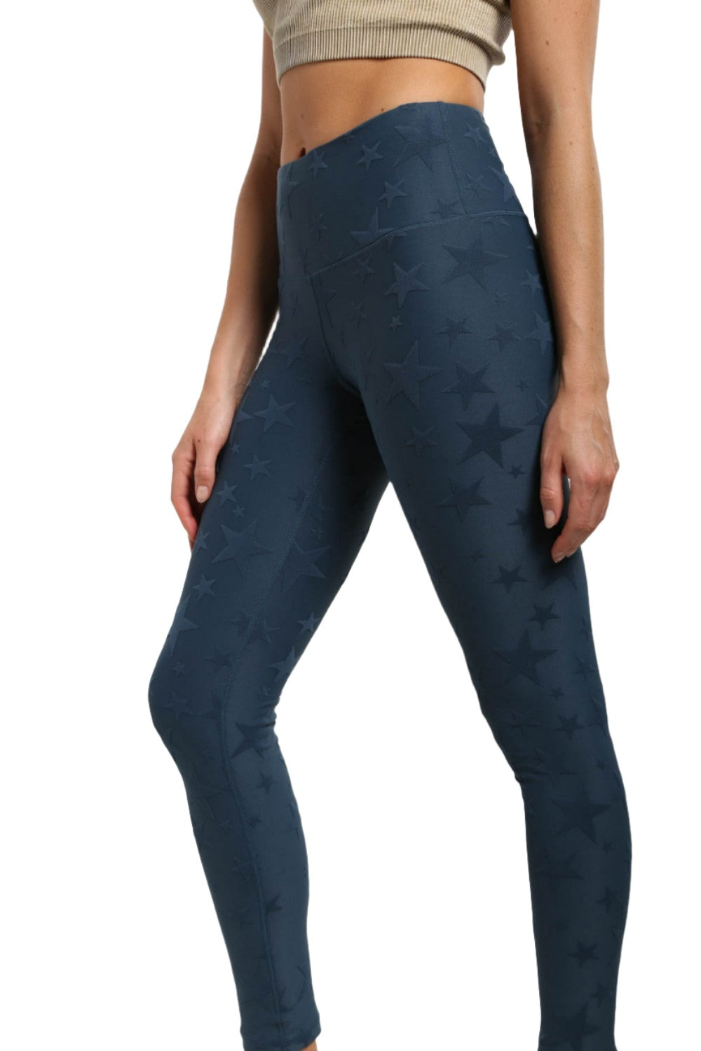 Mono B Seeing Stars High Waist Leggings APH-A0666 and Plus - Midnight Navy - Side View