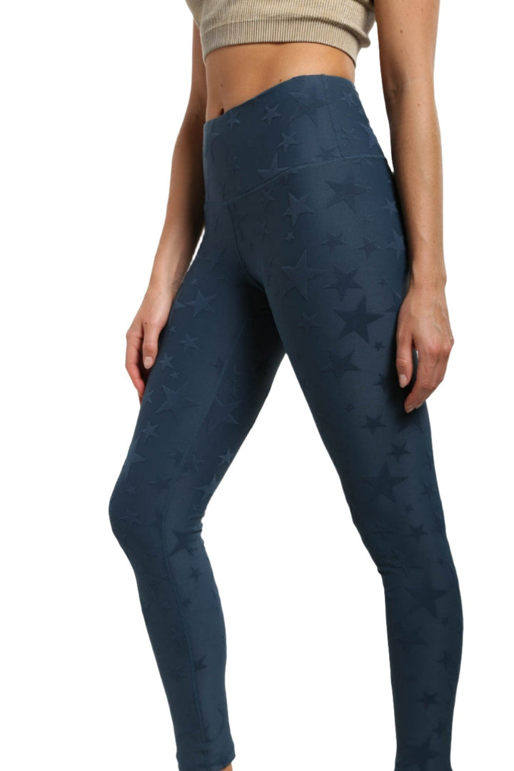 Mono B Seeing Stars High Waist Leggings APH-A0666 and Plus - Midnight Navy - Side View