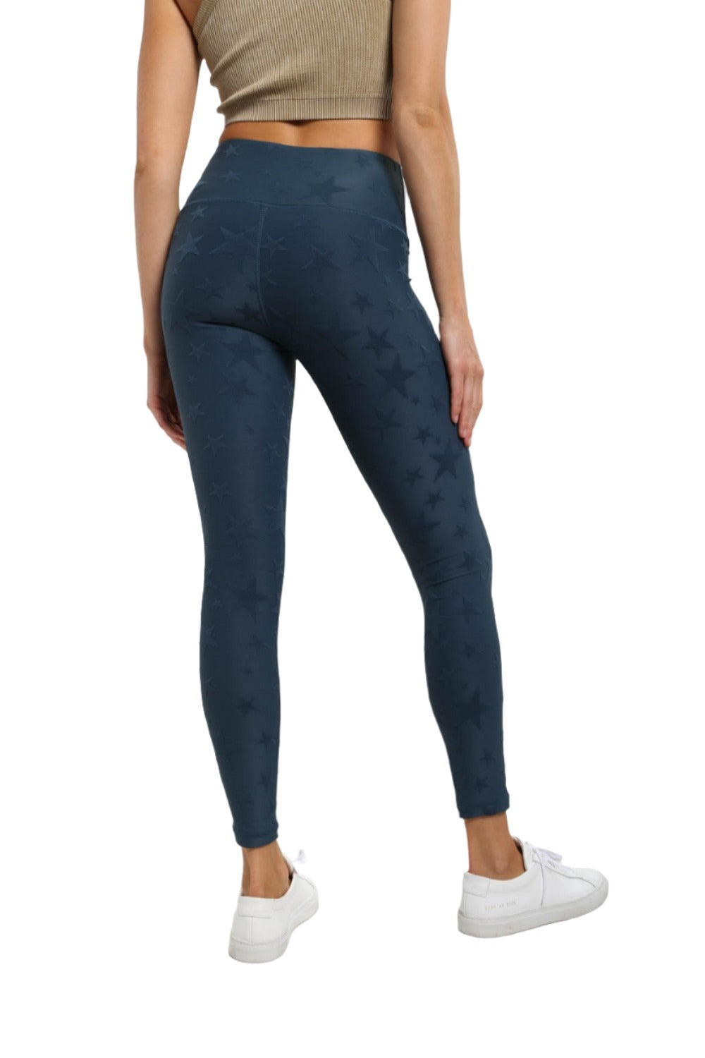 Mono B Seeing Stars High Waist Leggings APH-A0666 and Plus - Midnight Navy - Back View