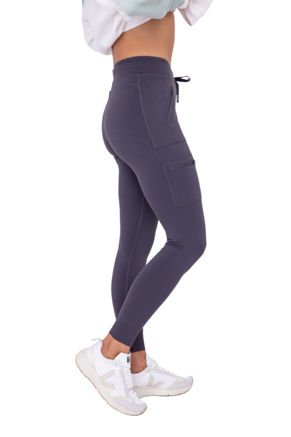 Mono B Fitted Cargo Pant AP1748 and Plus - Charcoal - Side View