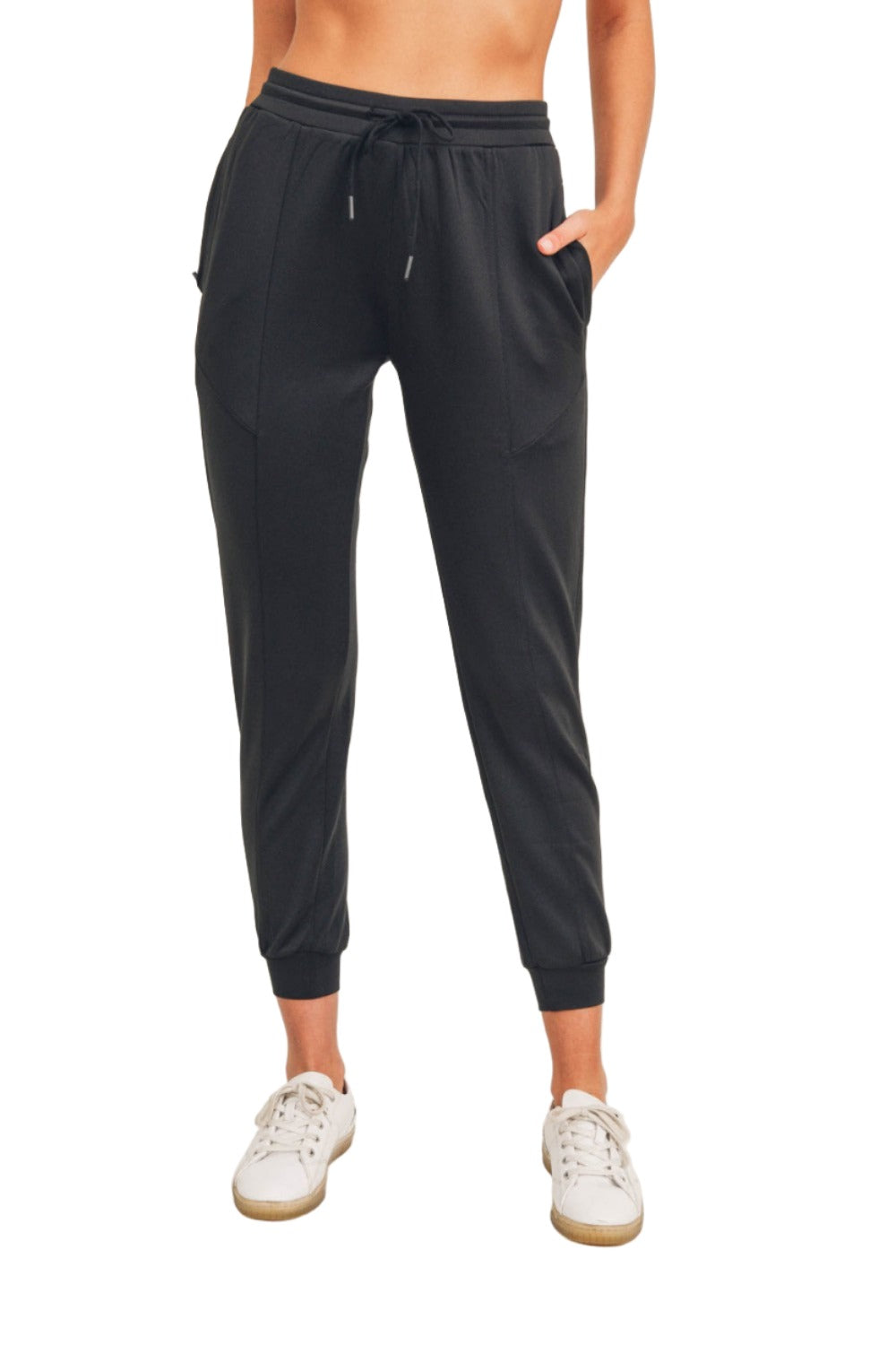 Mono B Cuffed Zip Joggers AP7013 - Black - Front View