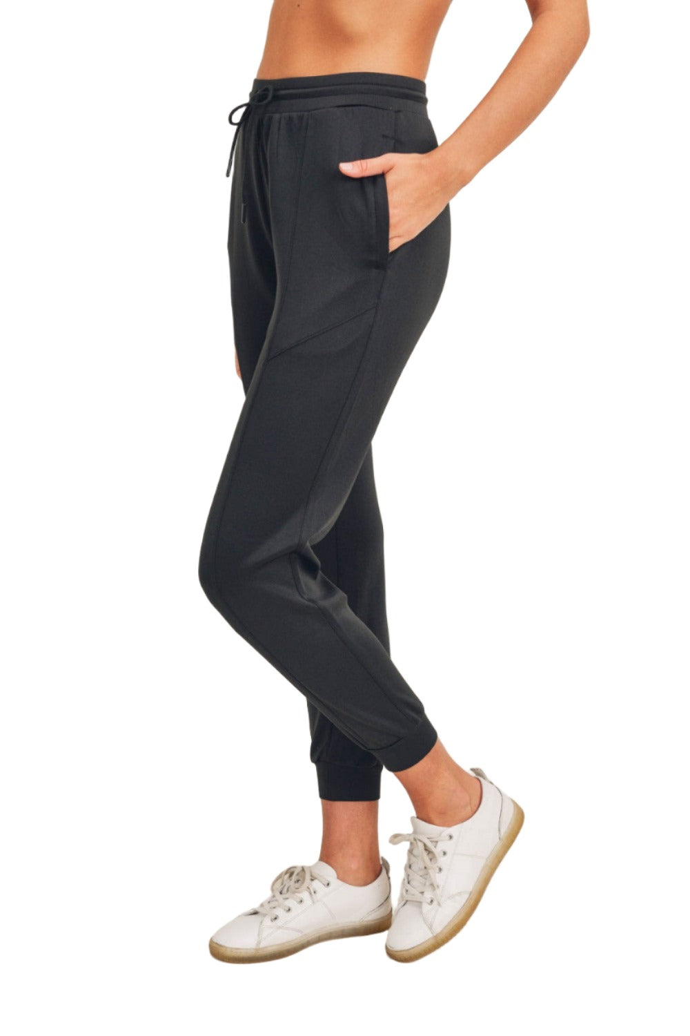Mono B Cuffed Zip Joggers AP7013 - Black - Side View
