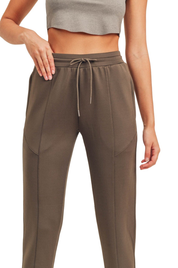 Mono B Cuffed Zip Joggers AP7013 - Olive - Front View
