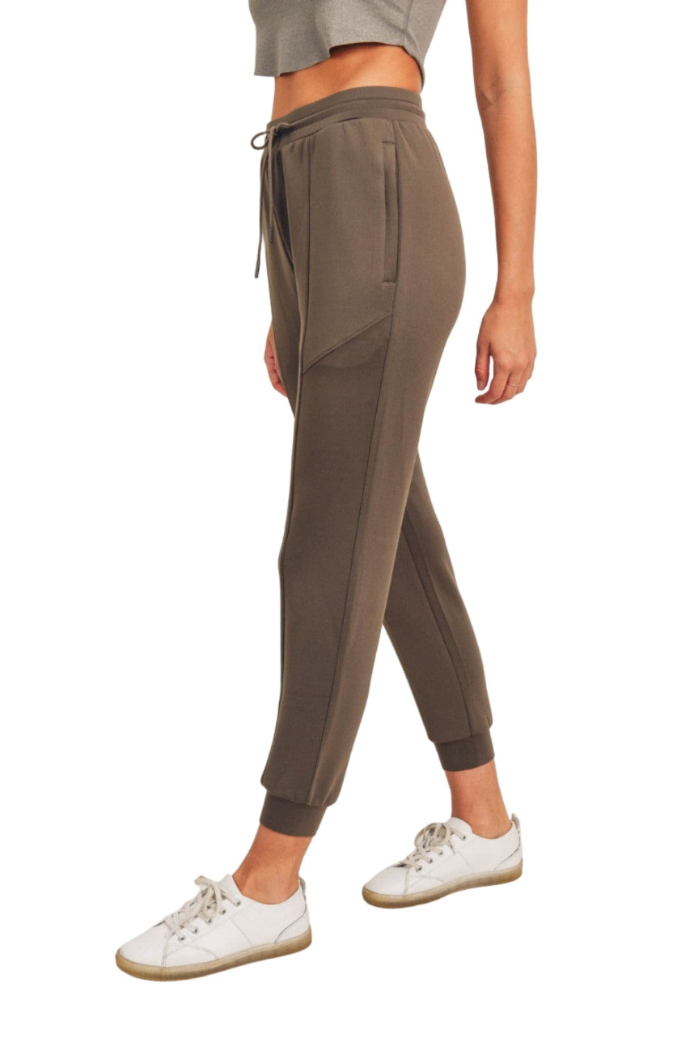 Mono B Cuffed Zip Joggers AP7013 - Olive - Side View