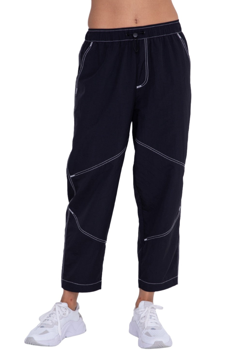 Mono B Oversized Nylon Pants AP7133 - Black - Front View
