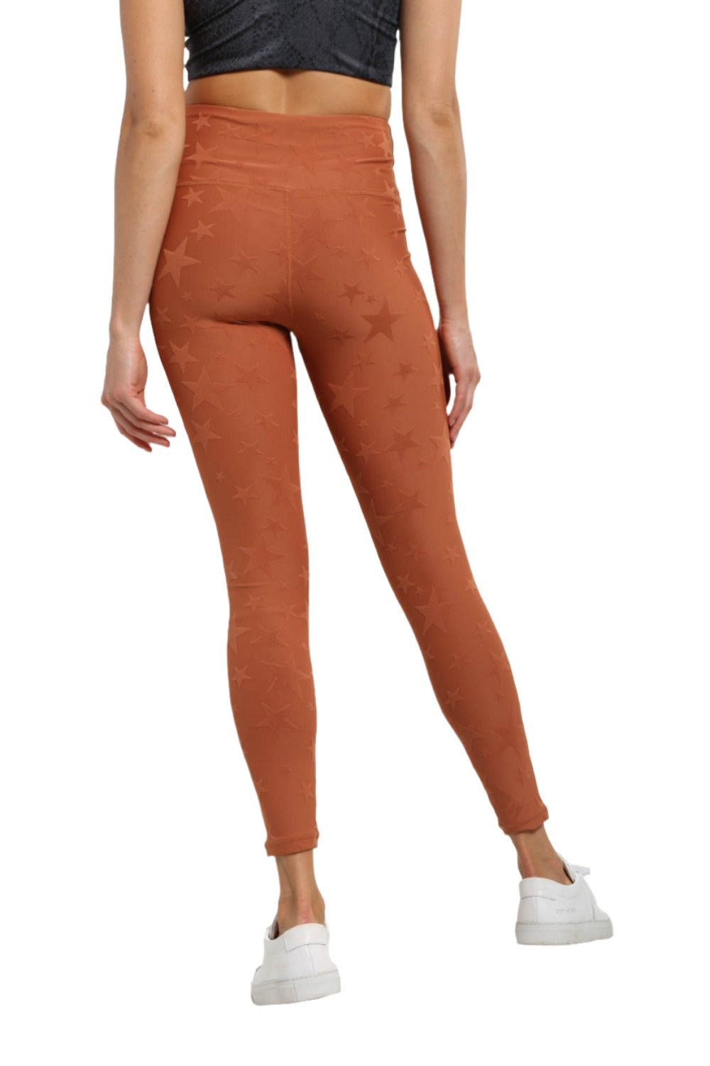 Mono B Seeing Stars High Waist Leggings APH-A0666 and Plus - Copper - Back View