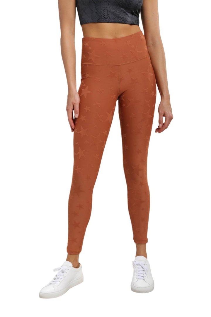Mono B Seeing Stars High Waist Leggings APH-A0666 and Plus - Copper - Front View