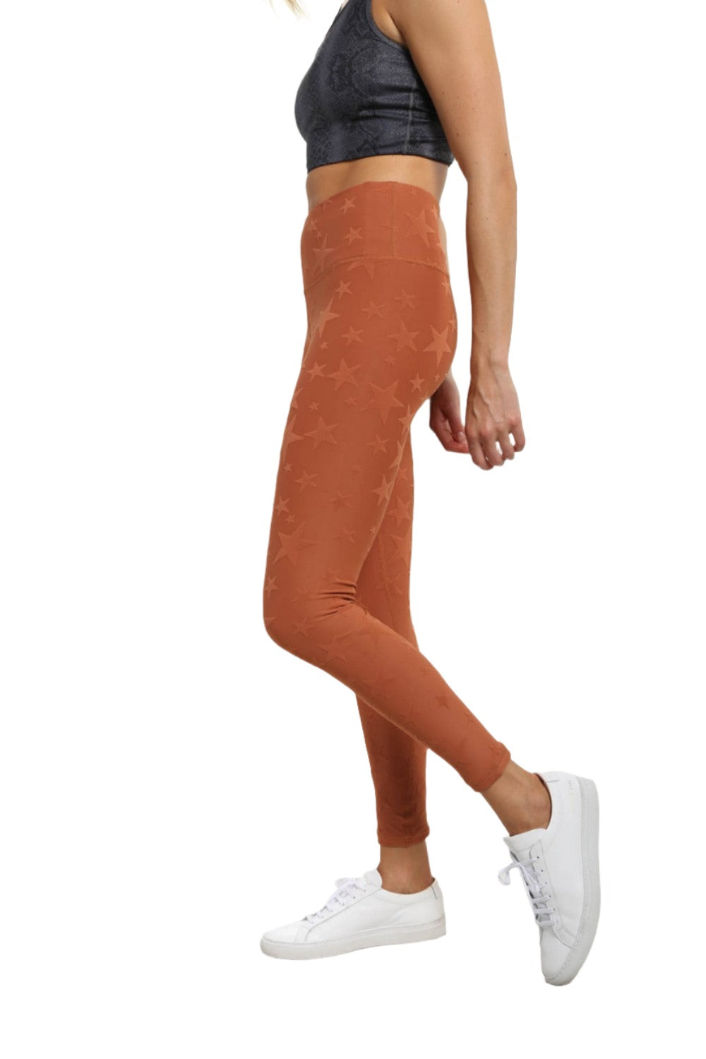 Mono B Seeing Stars High Waist Leggings APH-A0666 and Plus - Copper - Side View