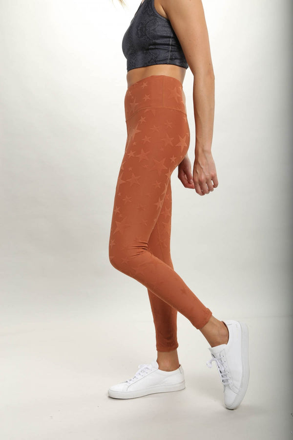 Mono B Seeing Stars High Waist Leggings APH-A0666 and Plus - Copper - Side View