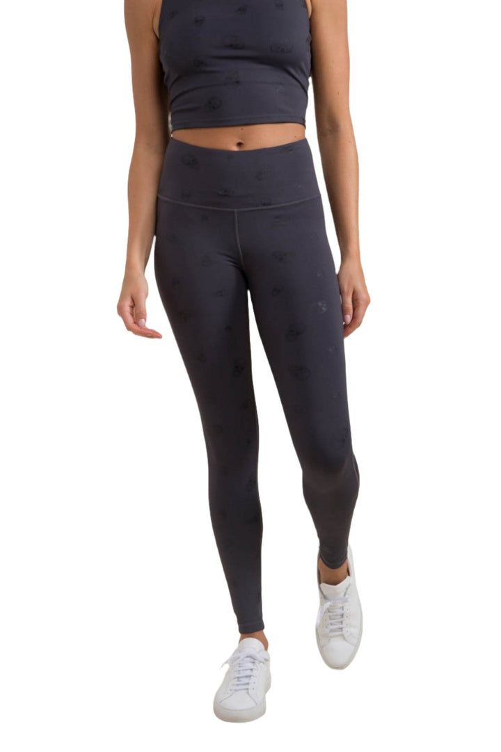 Mono B Skull Print Highwaist Legging APH-A0796 - Grey Skull - Front View