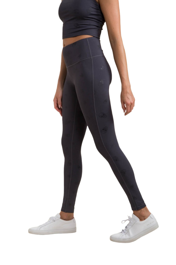 Mono B Skull Print Highwaist Legging APH-A0796 - Grey Skull - Side View