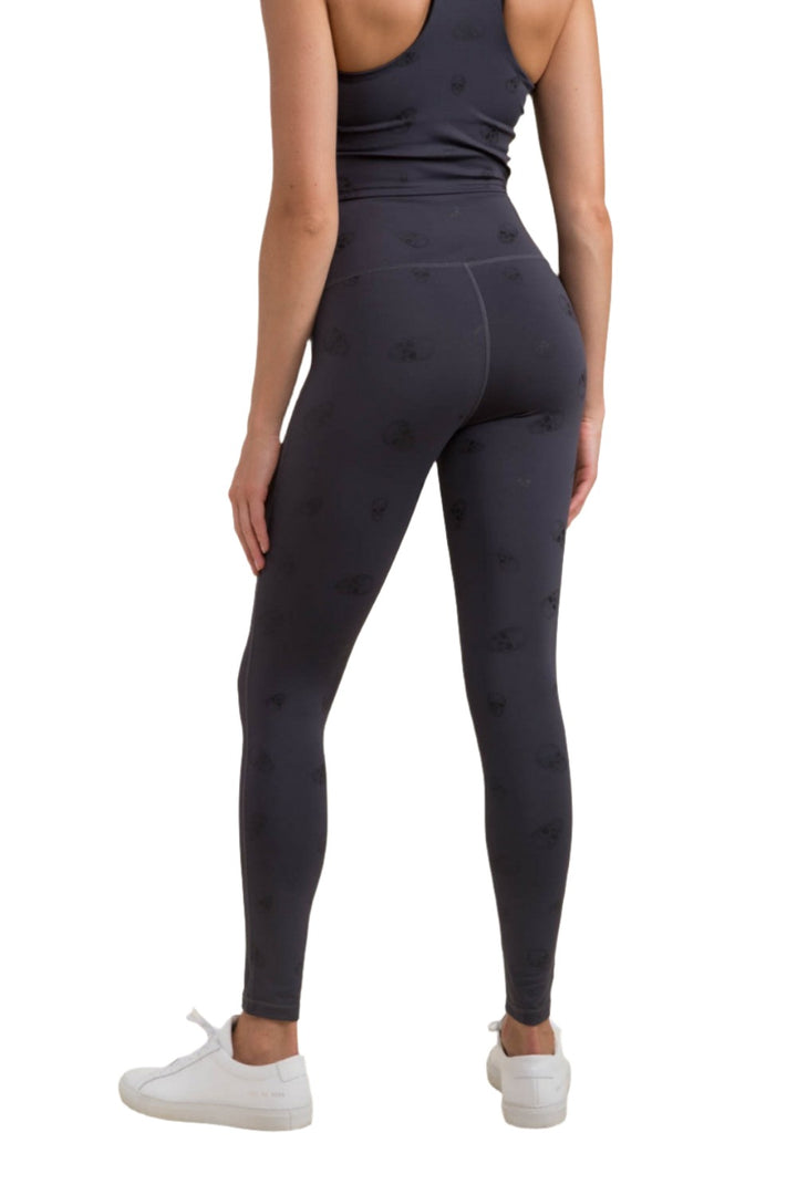 Mono B Skull Print Highwaist Legging APH-A0796 - Grey Skull - Back View