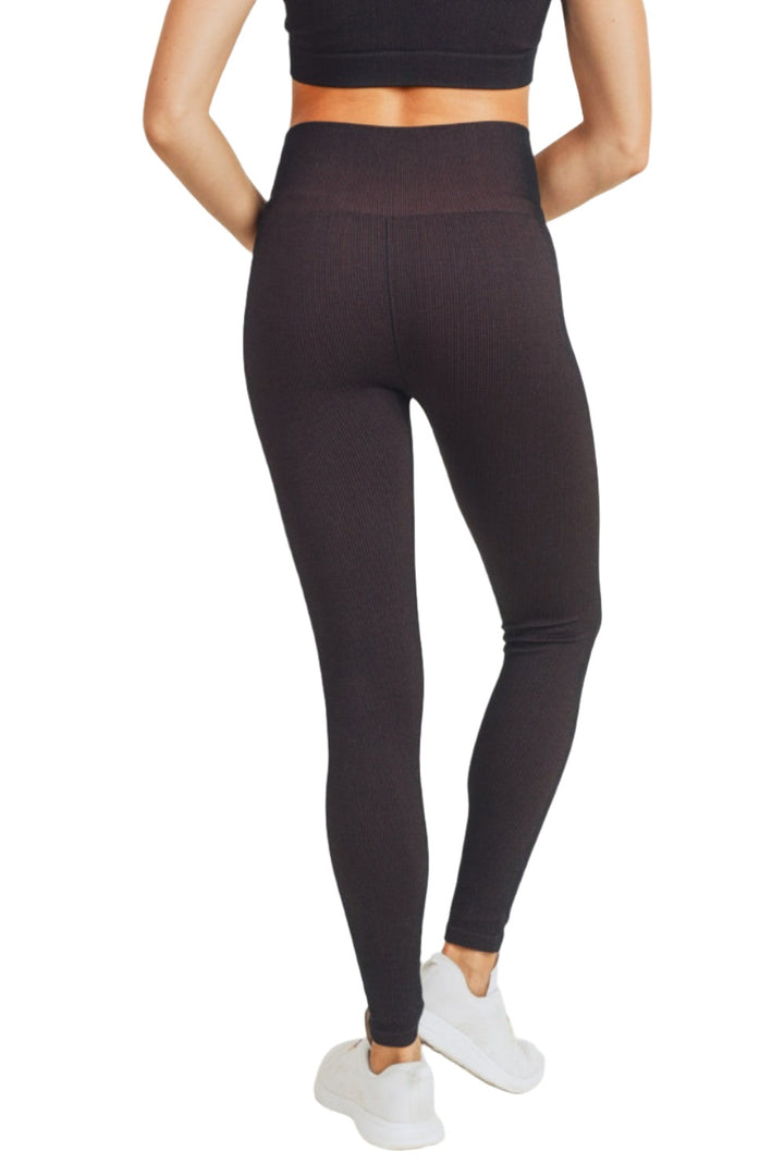 Mono B Ribbed Dry Brush Leggings APH2996 - Black/Rust - Back View