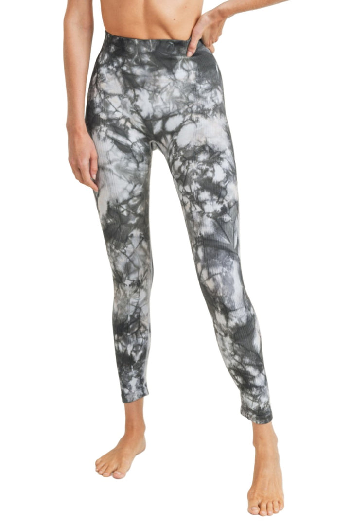 Mono B Glass Tie Dye Seamless Ribbed Legging APH3002 - front view