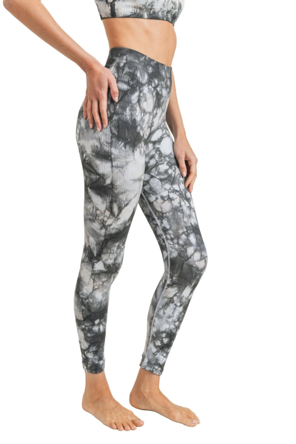 Mono B Glass Tie Dye Seamless Ribbed Legging APH3002 - side view