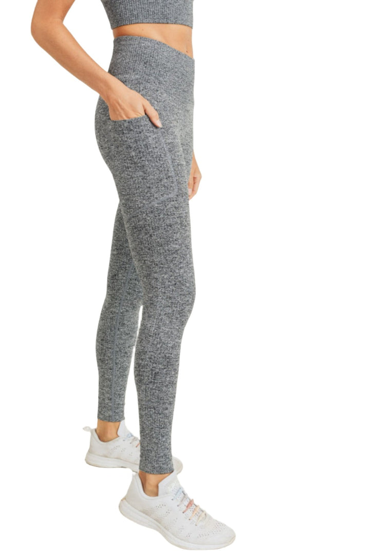 Mono B Seamless Hybrid Pocket Legging APH3042  -  Grey  -  side view