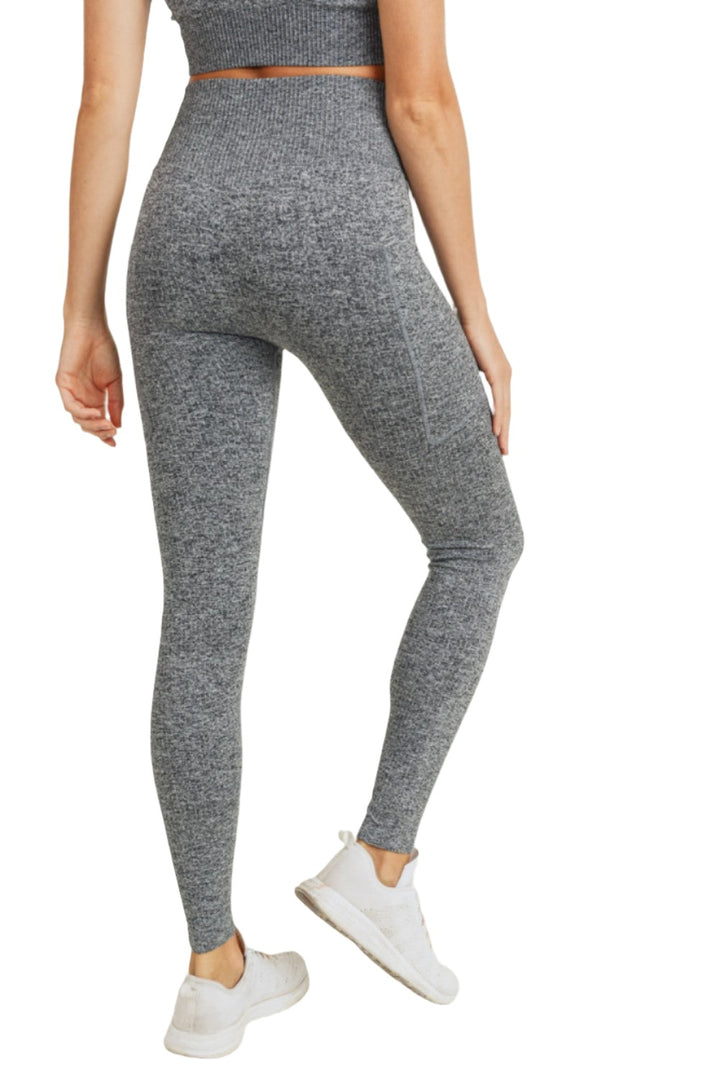 Mono B Seamless Hybrid Pocket Legging APH3042  -  Grey  -  rear alt view