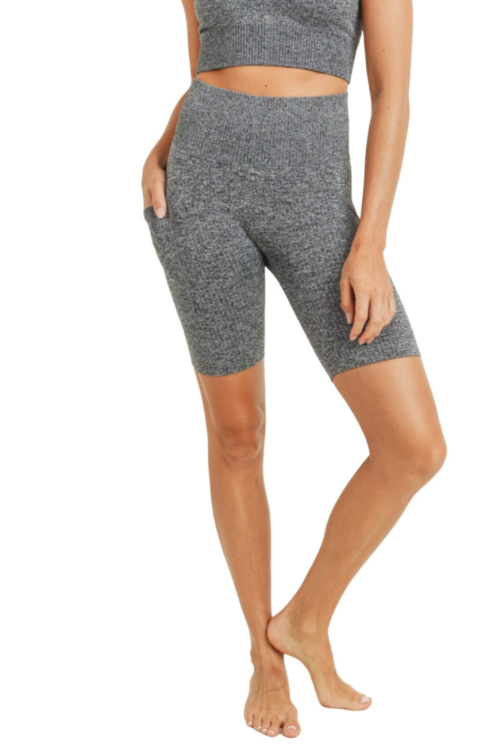 Mono B Hybrid Pocket Biker Shorts APH3043 - Mineral Grey - Front View