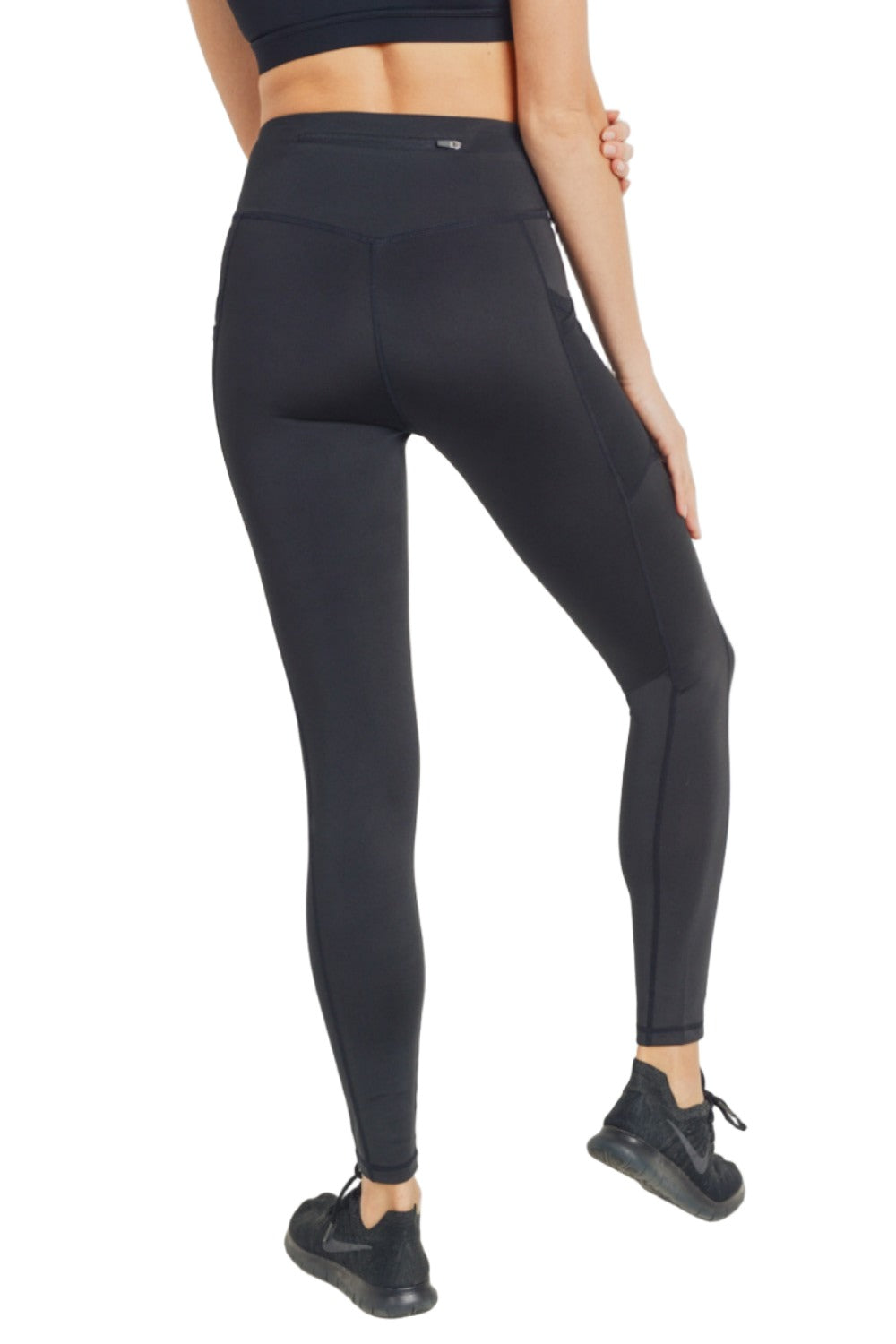 Mono B GREEN Overlay Mesh Pocket Legging APH8005 - Black - rear  view