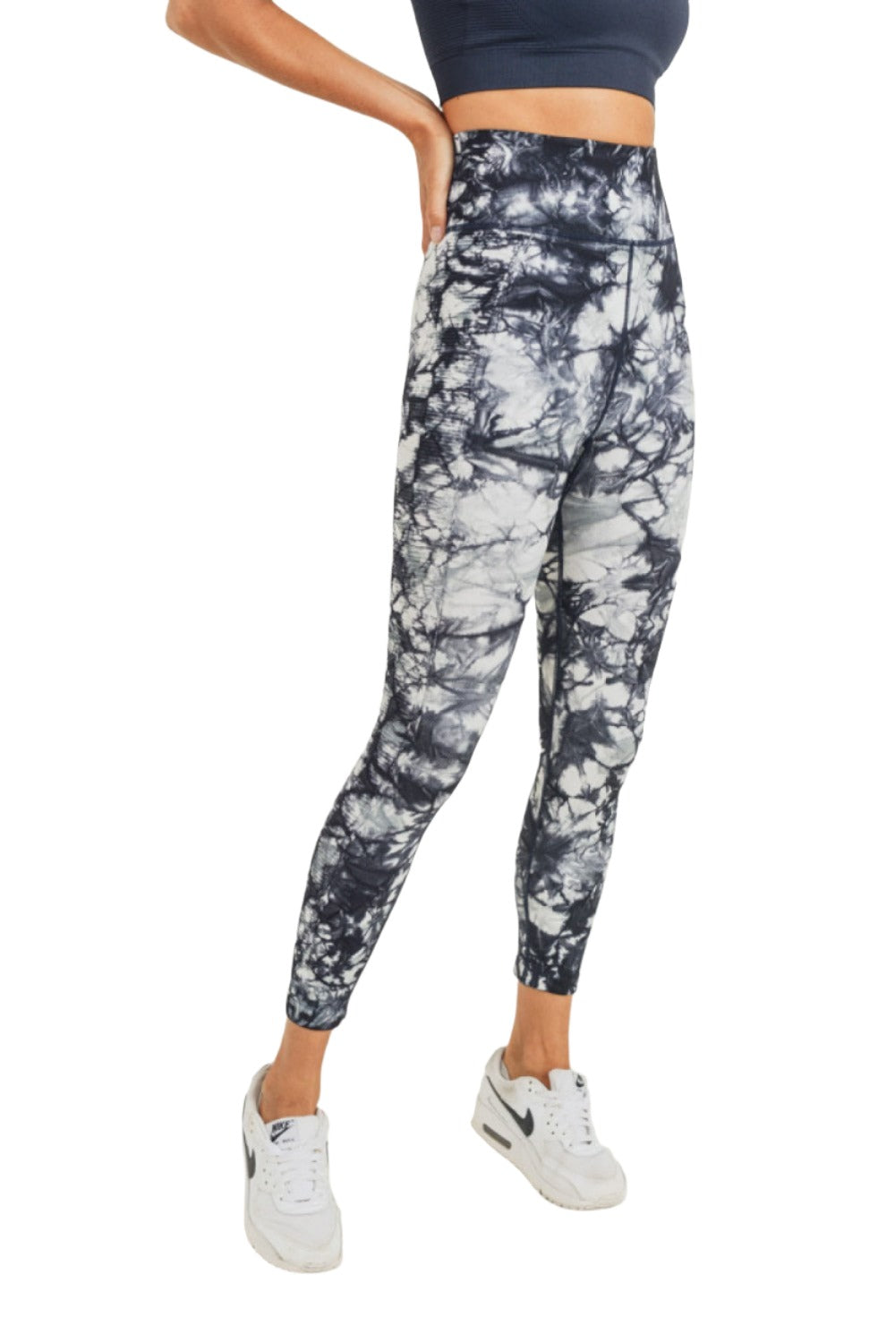 Mono B Ribbed Tie Dye Seamless Legging APH8050 -  Dark Navy Tie Dye  - front alt view
