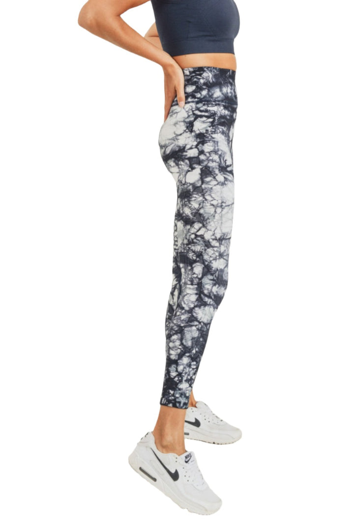Mono B Ribbed Tie Dye Seamless Legging APH8050 -  Dark Navy Tie Dye  - side view