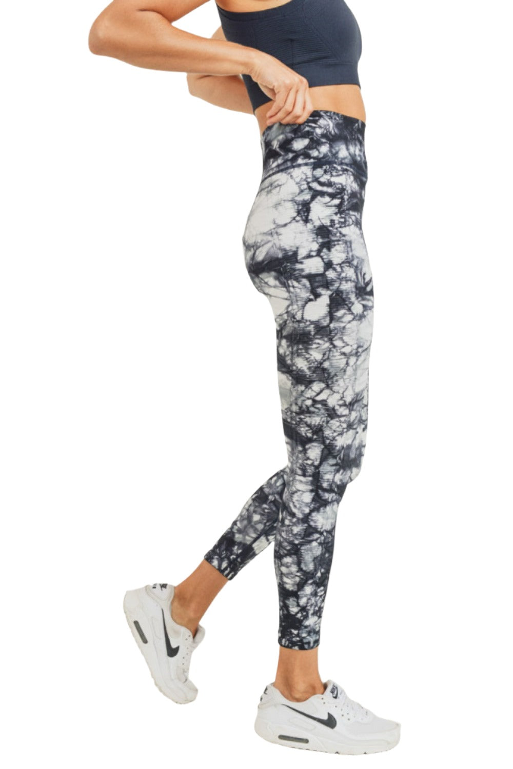 Mono B Ribbed Tie Dye Seamless Legging APH8050 -  Dark Navy Tie Dye  - side alt view