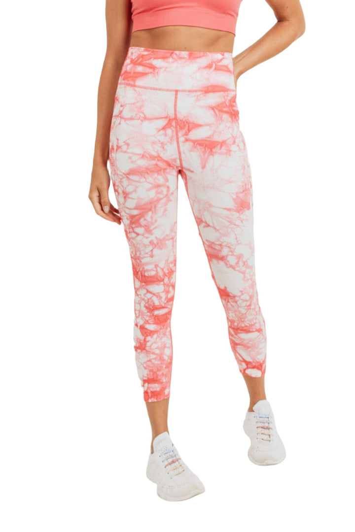 Mono B Ribbed Tie Dye Seamless Legging APH8050 -  Peach Tie Dye  - front view