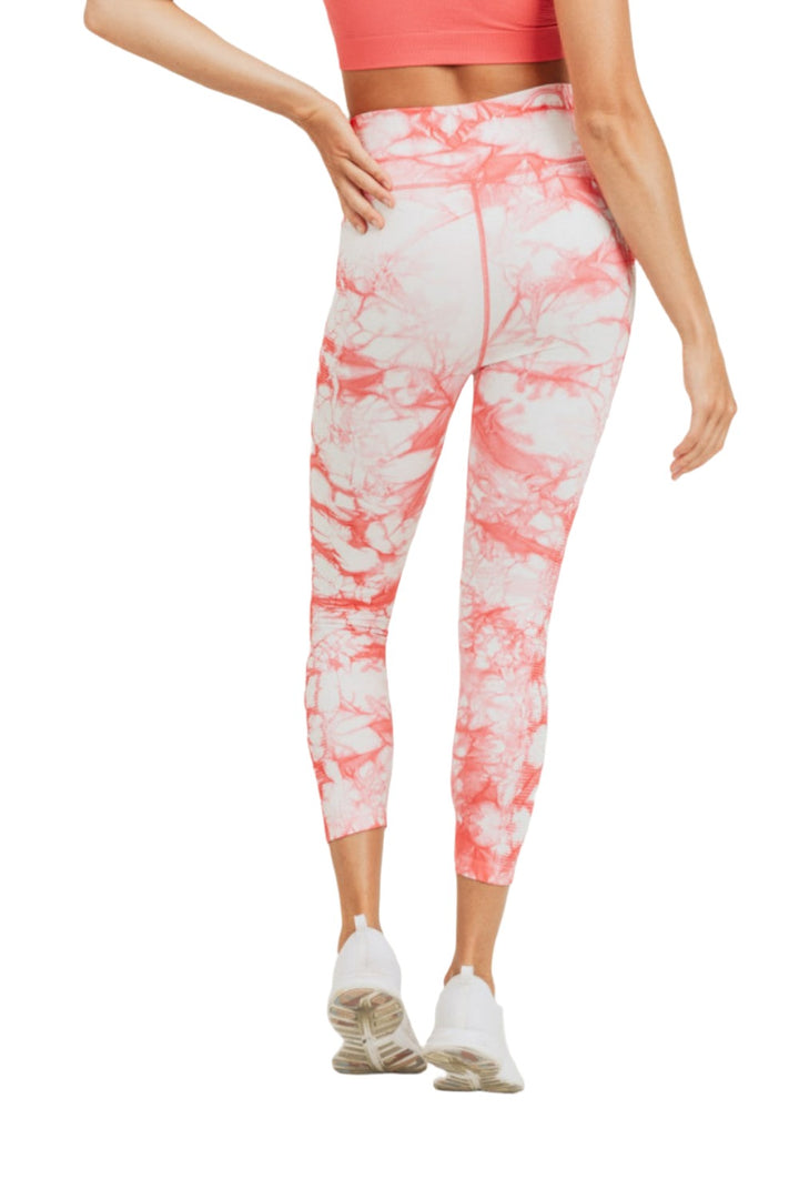 Mono B Ribbed Tie Dye Seamless Legging APH8050 -  Peach Tie Dye  - rear alt view