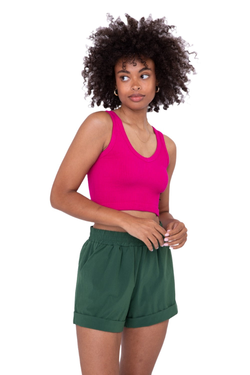 Mono B Seamless Crop Top AT-A08158 - Berry - Front View