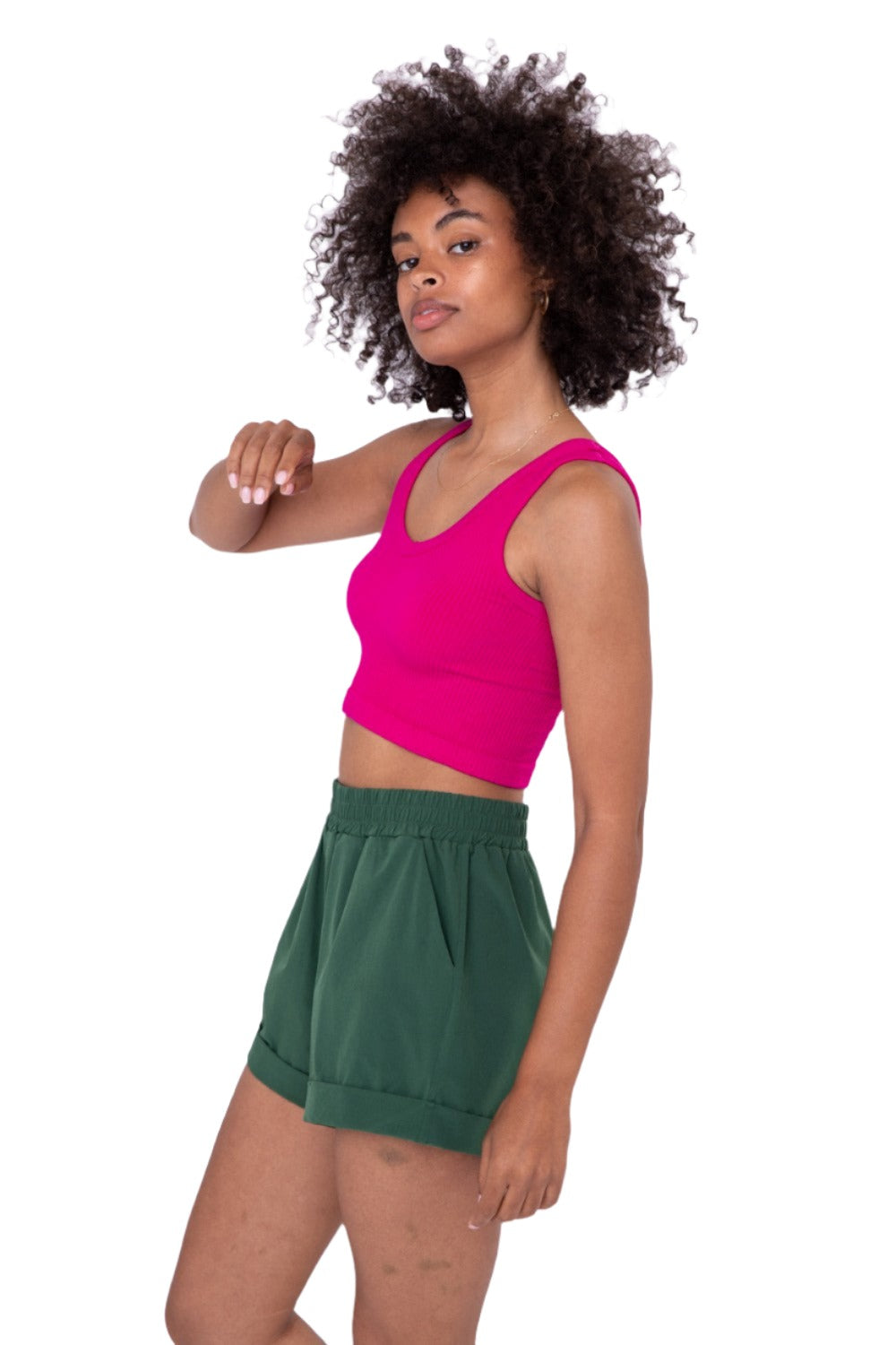 Mono B Seamless Crop Top AT-A08158 - Berry - Side View