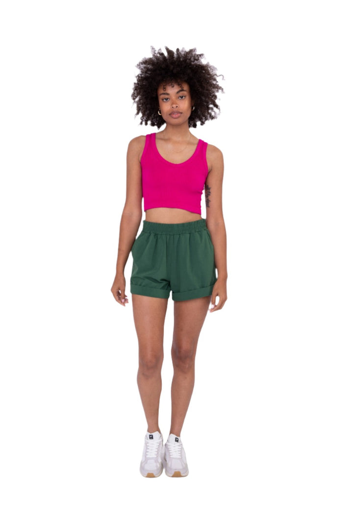 Mono B Seamless Crop Top AT-A08158 - Berry - Front Full View