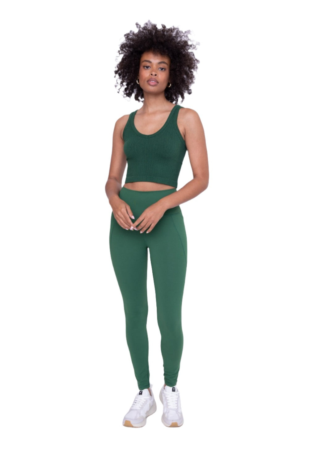 Mono B Seamless Crop Top AT-A08158 - Dark Green - Front Full View