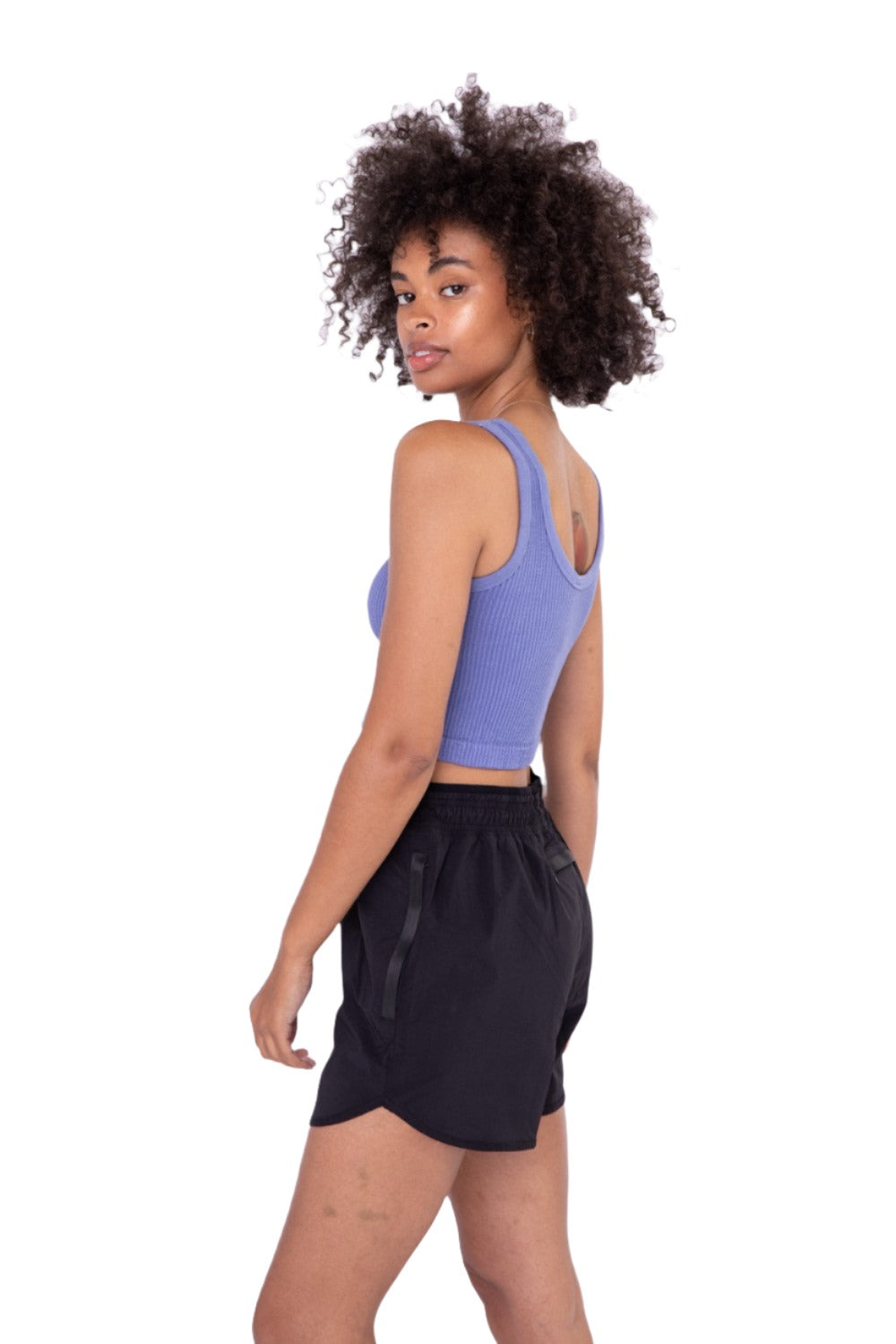 Mono B Seamless Crop Top AT-A08158 - Denim - Side View