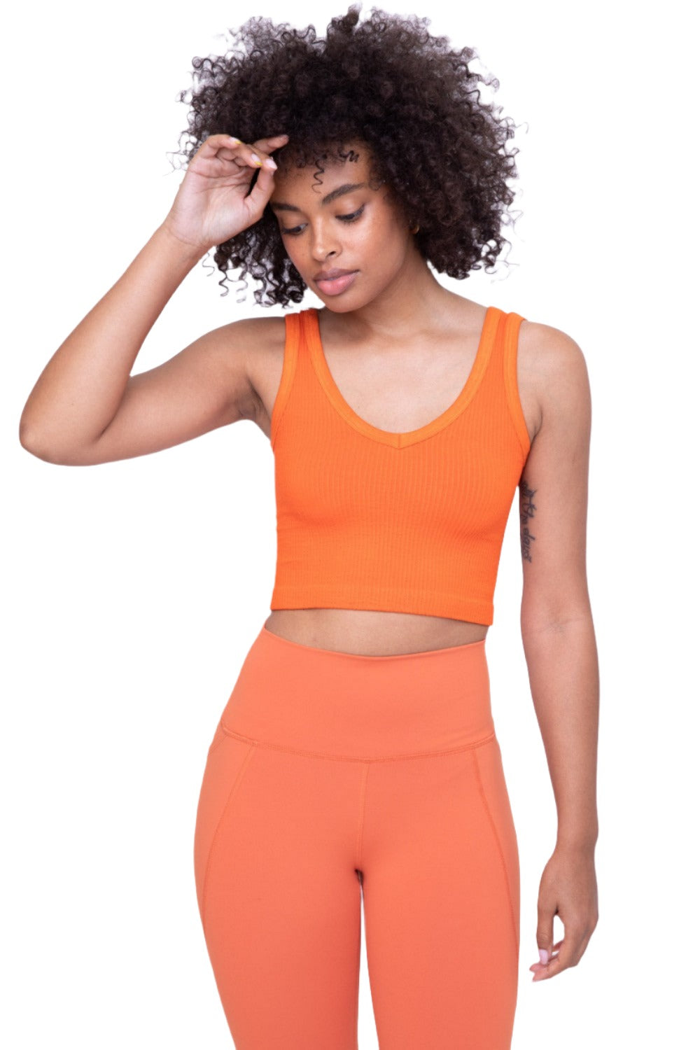 Mono B Seamless Crop Top AT-A08158 - Orange - Front View