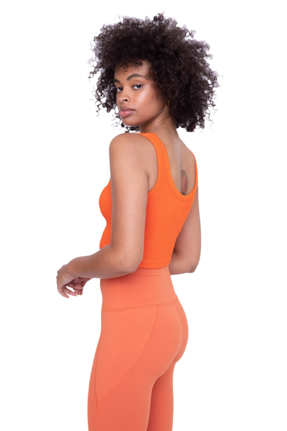 Mono B Seamless Crop Top AT-A08158 - Orange - Side View