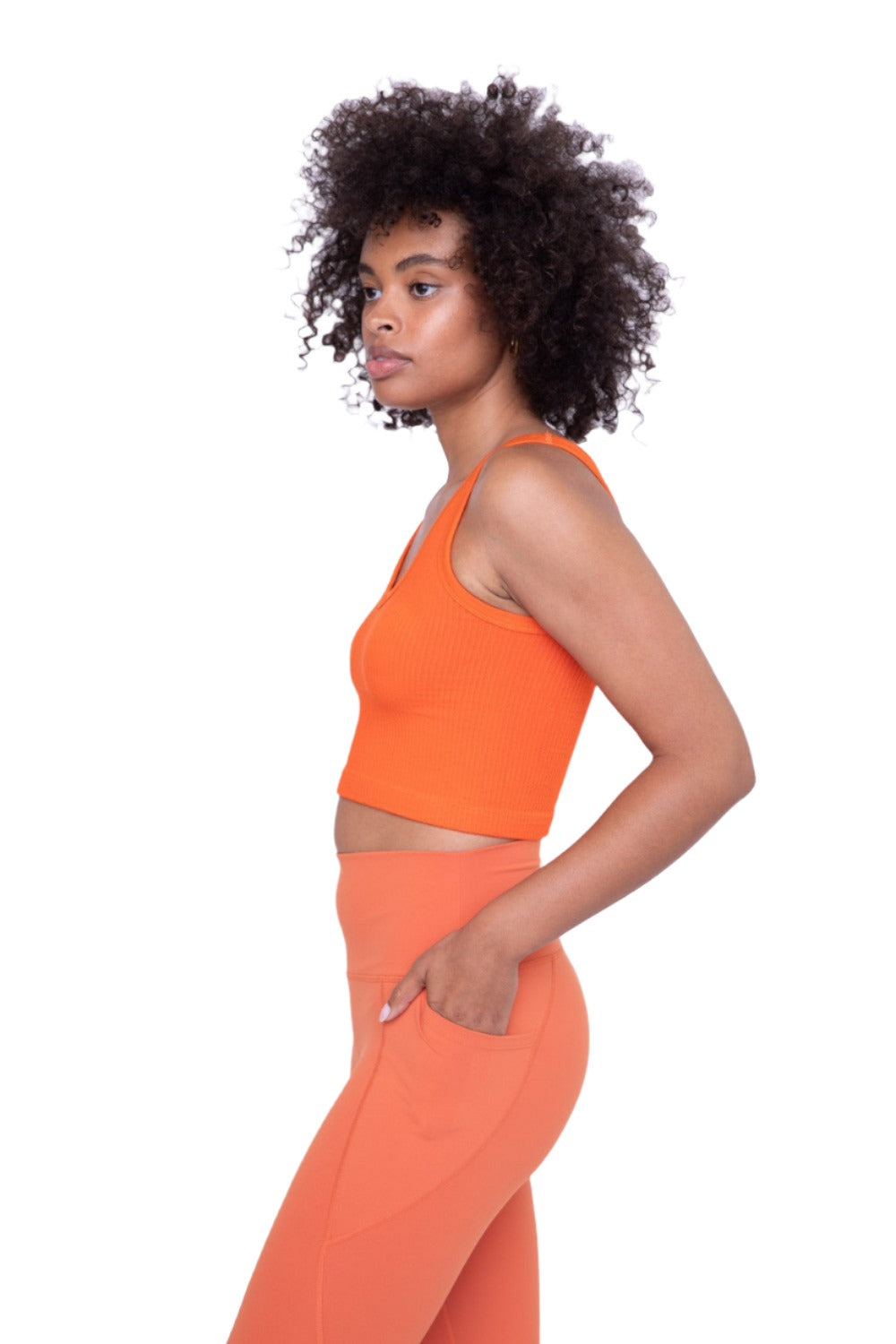 Mono B Seamless Crop Top AT-A08158 - Orange - Side View