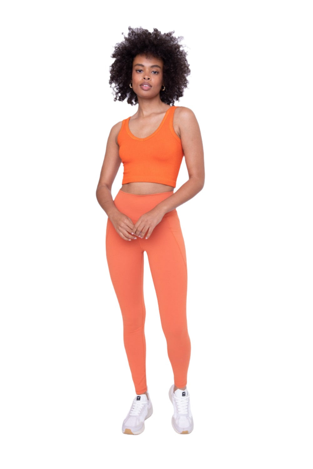 Mono B Seamless Crop Top AT-A08158 - Orange - Front Full View