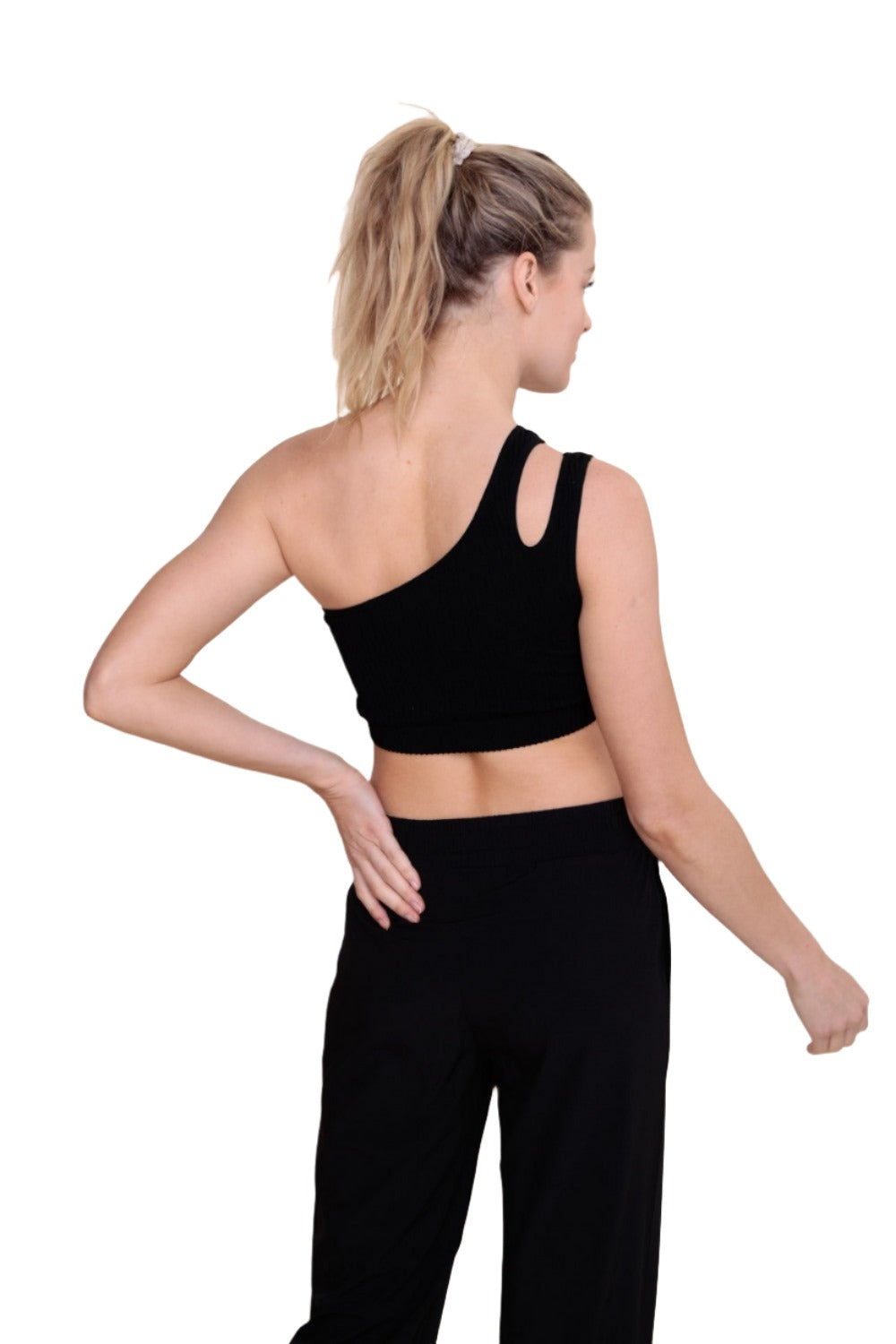 Mono B Seamless Double One Strap Bra AT-B0477 - Black - Back View