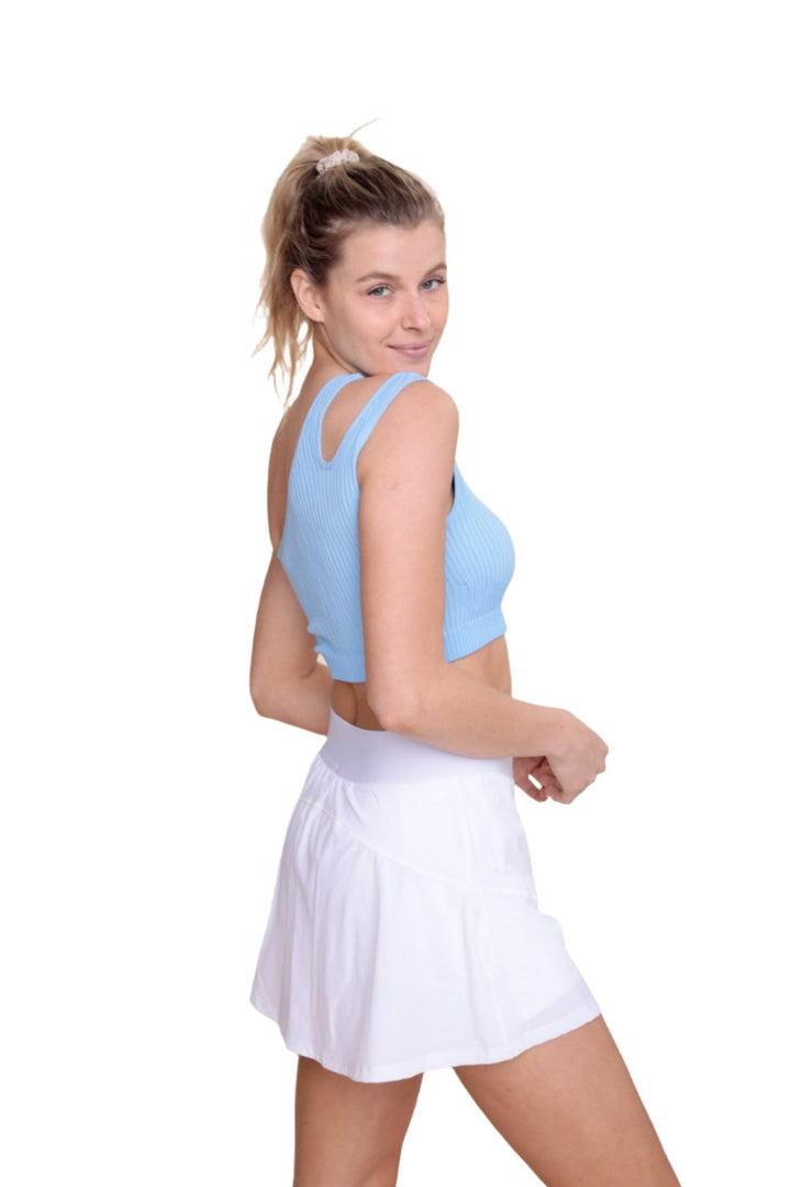 Mono B Seamless Double One Strap Bra AT-B0477 - Blue - Side View