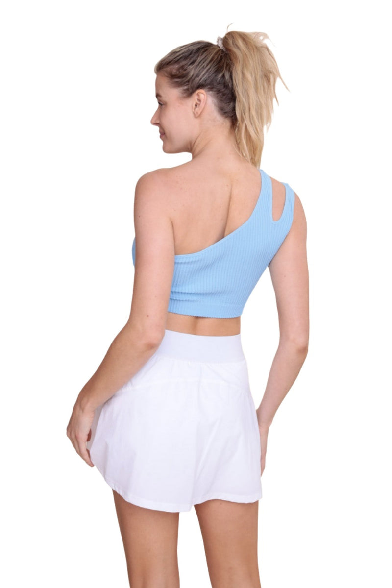 LIMITLESS CONTOUR COLLECTION<br/><br/>Fitted top with high collar and long  sleeves. - Blue / White